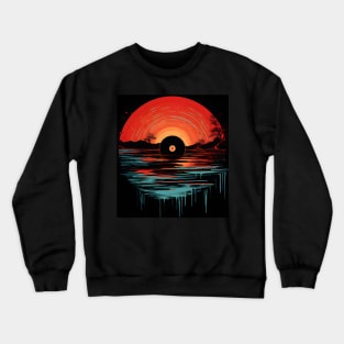 Cool Vinyl Lp Music Record Sunset Crewneck Sweatshirt